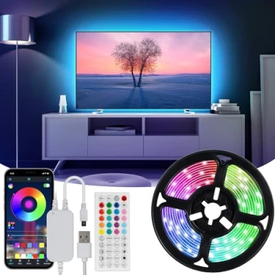 Afbeelding van Hoobabuy Led tv achtergrondverlichting, ledstrip 3 meter, geschikt voor 40 55 inch televisies en pc, app besturing afstandsbediening, RGB, 30 leds/m, USB voeding