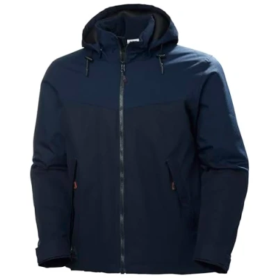 Afbeelding van Hh 73290 Oxford Winter Jacket 590 Maat L Met Afneembare Capuchon Blauw Polyester Katoen Verlengde Achterkant Reflecterende Details