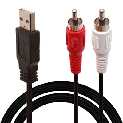 Afbeelding van USB naar RCA kabel, 2.0 Mannelijk 2 Mannelijke Video AV A/V Converter Camcorder Audio Capture Card Splitter Adapter Kabel voor TV/Mac/PC (5 ft/1,5 meter)