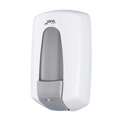 Afbeelding van Jofel Aitana AC70700 Zeepdispenser voor aan de muur, oplaadbaar, inhoud 0,9 l, antibacterieel, navulbare zeepdispenser, corrosiewerend ventiel en lekvrij, ABS behuizing, AC70700, wit