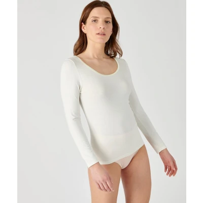 Afbeelding van Damart T shirt Thermolactyl Sensitive biais satijn, lange mouwen Vrouwen Wit 54 56 (XXL)