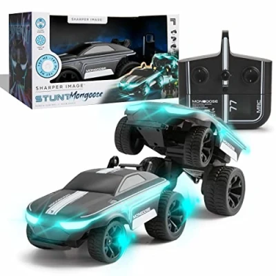Afbeelding van Sharper Image RC Mongoose bestuurbare stunt auto Met LED oplichtende behuizing en koplampen