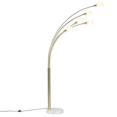Afbeelding van QAZQA Art deco vloerlamp goud 5 lichts Sixties Marmo