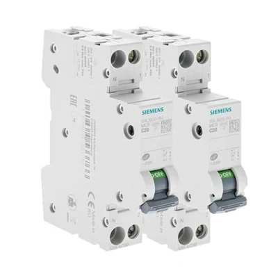 Afbeelding van Siemens 2 stuks stroomonderbrekers fase + neutraal 20 A