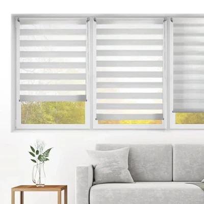 Afbeelding van Blindecor Indus Rolgordijn voor dag en nacht zonder boren Kleur zilvergrijs 80 x 220 cm (B H) Afmetingen van de stof 77 215 bevestiging met of