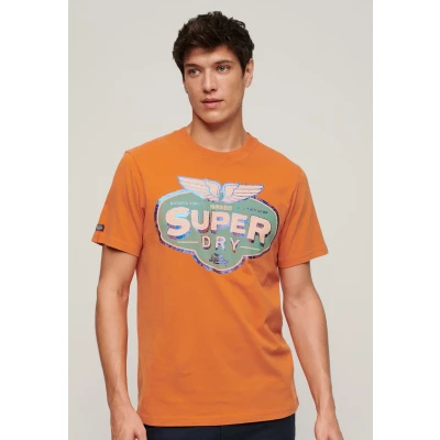 Afbeelding van Superdry Gasoline Workwear Tshirt print, Heren, Maat: Medium, Denim co rust orange