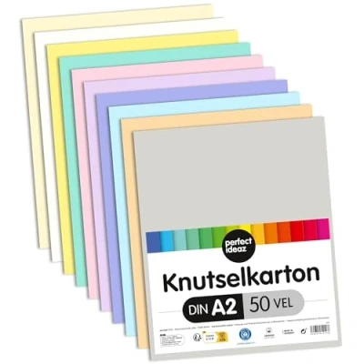 Afbeelding van perfect ideaz 50 vellen fotokarton DIN A2, 10 kleuren, stabiel gerecycled karton 300 g/m², Made in Germany, Blue Angel gecertificeerd
