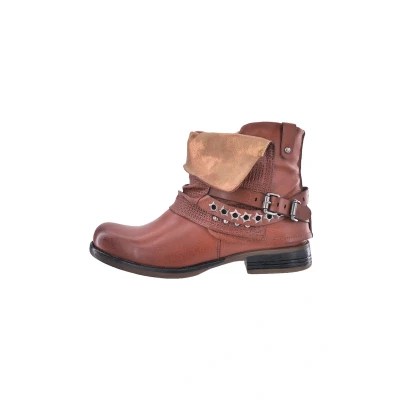 Afbeelding van Elara Dames Biker Laarzen Klinknagels Enkellaarzen Chunkyrayan 344 Camel 42