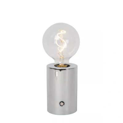 Afbeelding van Lucide VIVO Oplaadbare Tafellamp Accu/Batterij Ø 8 cm LED Dimb. E27 1x1W 2700K Chroom