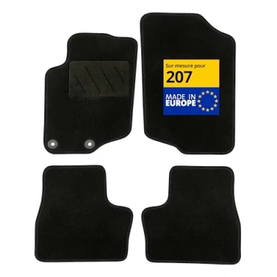 Afbeelding van DBS Automatten op maat gemaakt voor 207/207SW (2006 2014) met bevestigingsclips antislip vloermatten auto 4 stuks, zwart