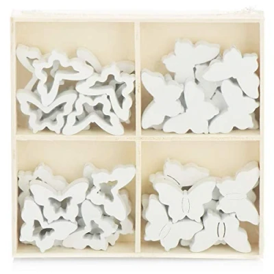 Afbeelding van COM FOUR® 32x vlinderversiering kleine houten vlinders in vier designs voor tafeldecoratie en lentedecoratie (32 stuks vlinder V1)