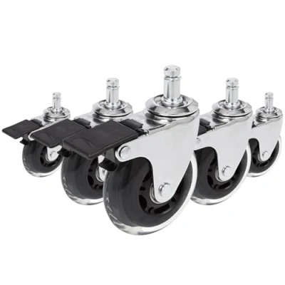 Afbeelding van hjh office Rolo Skate Bureaustoelwielen 5 stuks 11mm / 75 mm Zilver transparant