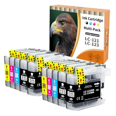 Afbeelding van Starlet24 10 x LC123 inktcartridges, compatibel met Brother LC 123, LC123, 121, voor DCP J4110DW, MFC J470DW, J4410DW, J552DW, J6720DW, J4510DW, J6520DW, J870DW,