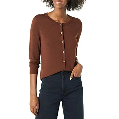 Afbeelding van Amazon Essentials Women&#039;s Lichtgewicht vest met ronde hals (verkrijgbaar in grote maten), Bruin, M