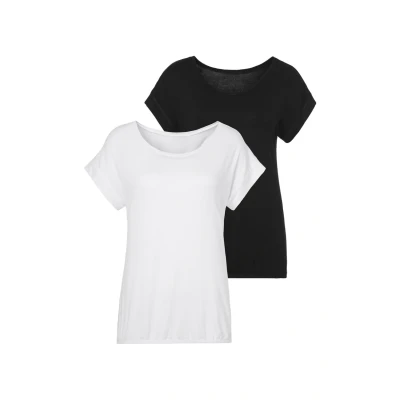 Afbeelding van Vivance 2 PACK Tshirt basic, Dames, Maat: 36/38, Weiß schwarz