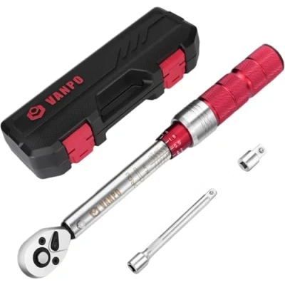 Afbeelding van VANPO momentsleutel 1/4 inch, 5 25 Nm, hoge nauwkeurigheid ± 3% met 72T omkeerbare kop, 10 cm verlengstang, adapter voor racefiets en mountainbike, motorfiets