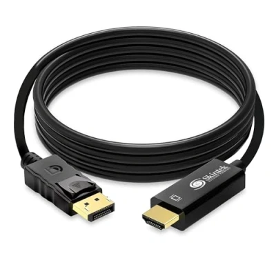 Afbeelding van Skintek SK 04 DPH18 DisplayPort (DP) naar HDMI adapterkabel, 4K 1080p 60Hz stekker op bus verbinden PC/Notebook/Mac met uitgang monitor, projector ingang. Kabel 1,8 m.