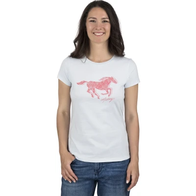 Afbeelding van Mustang Alexia C LOGO Tshirt print hellblau, Dames, Maat: XXL, Hellblau