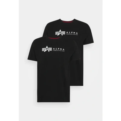Afbeelding van Alpha Industries Label 2 PACK Tshirt print, Heren, Maat: Small, Black