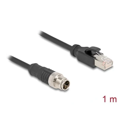 Afbeelding van Delock M12 Kabel X kodiert 8 Pin Stecker zu RJ45 PVC 1 m HQ