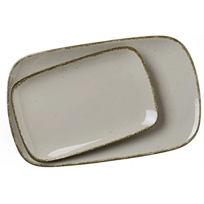 Afbeelding van Ritzenhoff &amp; Breker Porseleinen serveerplaatset Casa, 2 delig, 24 x 15,5 cm en 33 20 cm, nougat