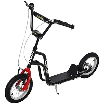 Afbeelding van HOMCOM kinderscooter stuur verstelbare step stadsscooter kinderstep kickboard met luchtbanden 12 inch vanaf 5 jaar blauw 120 x 58 75 80 cm