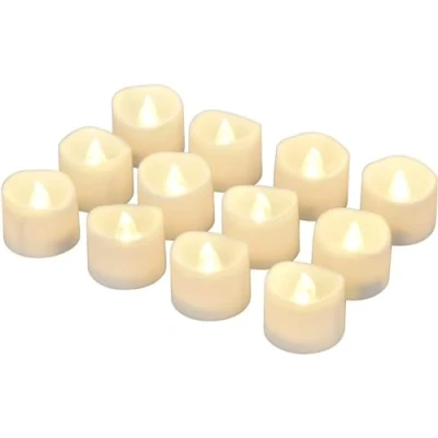 Afbeelding van Willingood Led theelichtjes, 12 stuks, vlamloze kaarsen, theelichtjes met timerfunctie timer en automatische modus: 6 uur aan 18 uit; warm licht, 3,2 x 3,6 cm