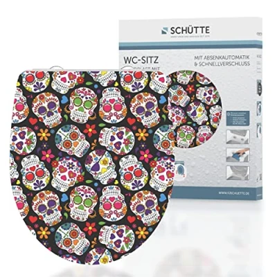 Afbeelding van Toiletbril met soft close CRAZY SKULL duroplast hoogglans