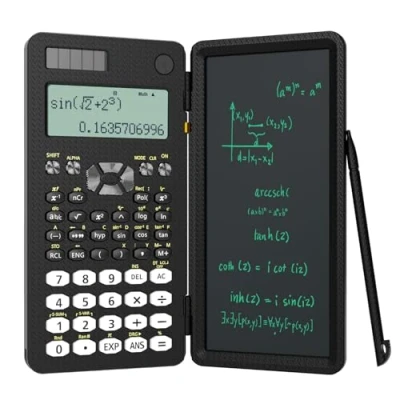 Afbeelding van Verbeterde 82MS Plus wetenschappelijke rekenmachine, ROATEE professionele rekenmachines met uitwisbare LCD schrijftablet, zonne energie en batterij Dual Power, Desktop Calculator