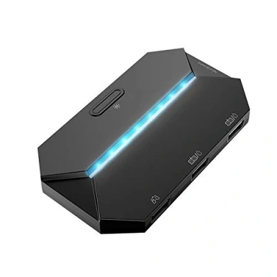 Afbeelding van UrChoiceLtd G6L RGB Backlit Gaming Controller Converter, TYPE C USB toetsenbord en muis LED adapter/converter voor PS4/Xbox One/Xbox 360/Nintendo Switch/PS3 (zwart)