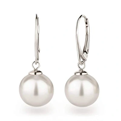 Afbeelding van Schöner SD 925 zilveren pareloorbellen oorbellen met 12 mm grote ronde parels, Sterling zilver, Parel