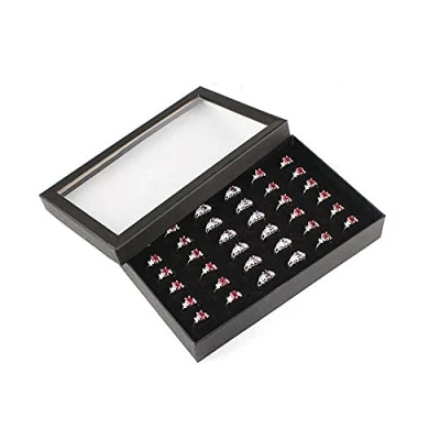 Afbeelding van Velvet Ring Display Case Organizer Box Sieraden Lade Houder Earring Opbergdoos (zwart)