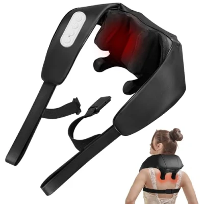 Afbeelding van BIBIRE Nekmassageapparaat met warmtefunctie, Shiatsu massageapparaat 4D massage van diep weefsel, voor schouder, been, lichaamspieren, pijnverlichting, thuis, kantoor en auto