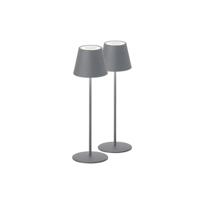 Afbeelding van FH Lighting LED accu tafellamp Cosenza per 2 zandgrijs h. 38cm
