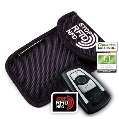 Afbeelding van MakakaOnTheRun Autosleutelhoes Keyless Go bescherming autosleutel hoes met 2 RFID beschermvakken. Autosleutelbescherming Keyless/Autosleutel Tas voor alle auto&#039;s uit EU, Azië en Amerika, Zwart 1