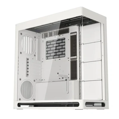 Afbeelding van HAVN HS 420 Dual Chamber ATX Mid Tower pc behuizing wit Hybride ontwerp, 11x 140mm ventilatoren en 3x 420mm radiatorondersteuning, SimpliCable Kabelbeheer, Gehard glas, PWM Fan Hub
