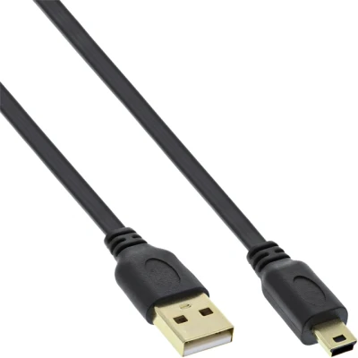 Afbeelding van kabel InlLne USB A mini B 2.0 platte 2 meter zwart