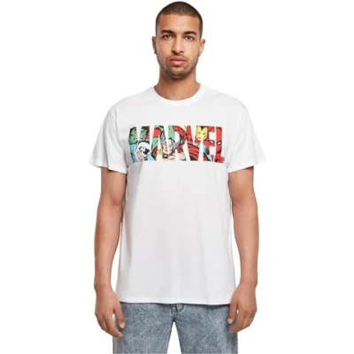Afbeelding van Mister TEE Marvel LOGO Character Tshirt print, Heren, Maat: Large, White