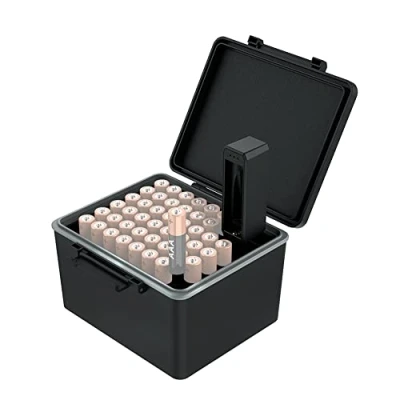 Afbeelding van JJC 44 Slots AAA Batterij Organizer Opbergkoffer met Tester, Waterbestendige Harde Houder Batterijen Afneembare Checker Houdt