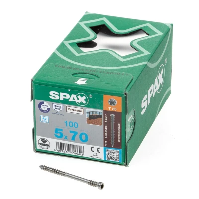Afbeelding van Spax T star vlonderschroef rvs A2 ck 5.0x70mm Torx TX25 (100 st)