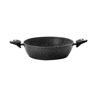 Afbeelding van IBILI Diepe koekenpan met 2 handgrepen Natura, 32 cm, aluminium, antiaanbaklaag steenmotief, geschikt voor inductie