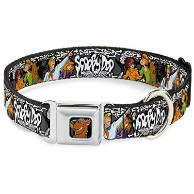Afbeelding van Buckle Down 9 15&quot;&quot;SDC Scooby Doo Gezicht Full Color Zwart&quot; Hond kraag, M Fits 11 17&quot; 1.0&quot; Wide, Meerkleurig