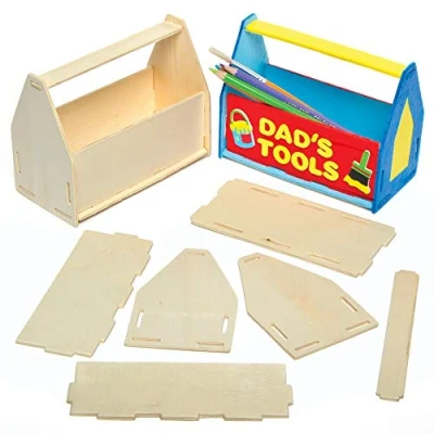 Afbeelding van Baker Ross AG798 Houten gereedschapskist om te monteren, decoreren en cadeau geven (3 stuks), houtkleuren, 15 cm x 12 7,4 cm, 3 stuks