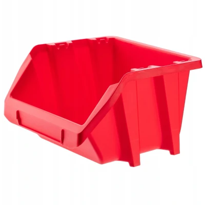 Afbeelding van KADAX Workshop stapelkist, kleine sorteerdoos van PP kunststof, opbergbox in verschillende maten en kleuren, opbergdozen voor gereedschapswand (rood, set 10 144 x 118 mm)