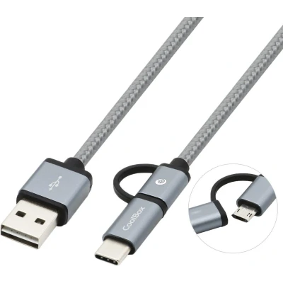 Afbeelding van Kabel USB naar Micro en C CoolBox COO CAB U2MC Kleur Grijs