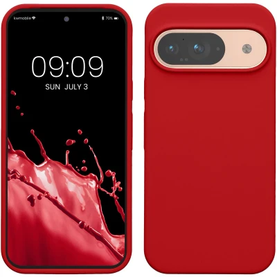 Afbeelding van kwmobile hoesje geschikt voor Google Pixel 9 / Pro case Siliconen telefoonhoesje Telefoon beschermhoes Smartphone cover in kersrood