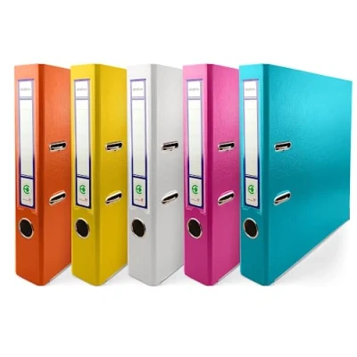 Afbeelding van Netuno 5 x ringband kleuren oranje geel wit roze turquoise DIN A4 2 ringmechanisme cm ringmap smalle ordners dunne kunststof map effen documenten schoolmap