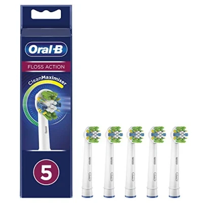 Afbeelding van Oral B FlossAction Reserveborstels voor elektrische tandenborstel met CleanMaximiser technologie, verpakking van 5 stuks
