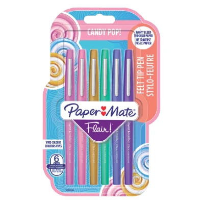 Afbeelding van Fineliner Paper Mate Flair Candypop assorti 1.0mm blister à 6 stuks