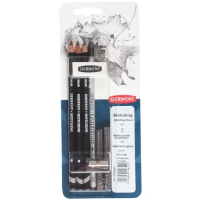 Afbeelding van Derwent 0700663 Sketching potlood met gum en puntenslijper, 6 stuks